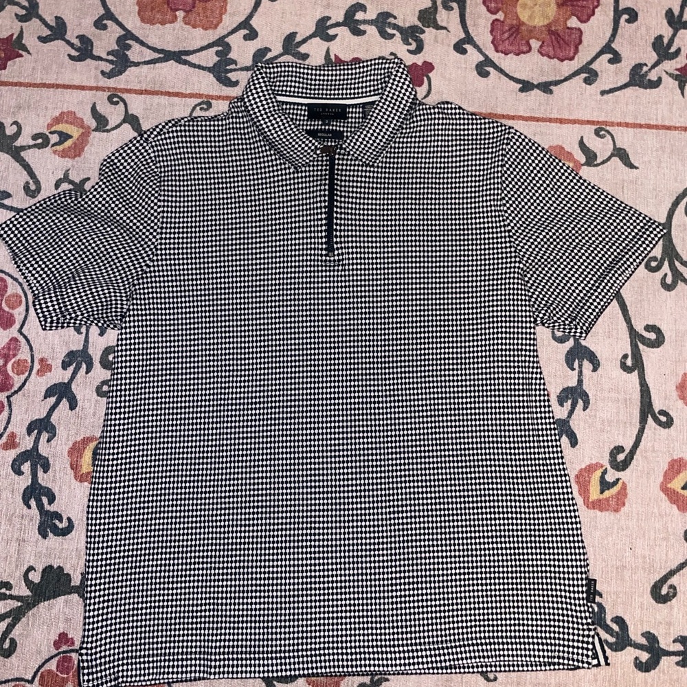 Ted Baker Navy and White patterned Polo Shirt size 3